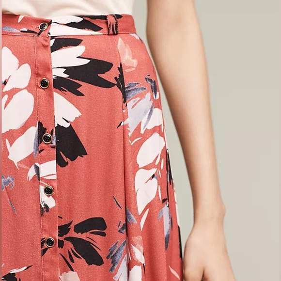YUMI KIM celma midi skirt boho floral print button front anthropologie size L - Picture 2 of 9